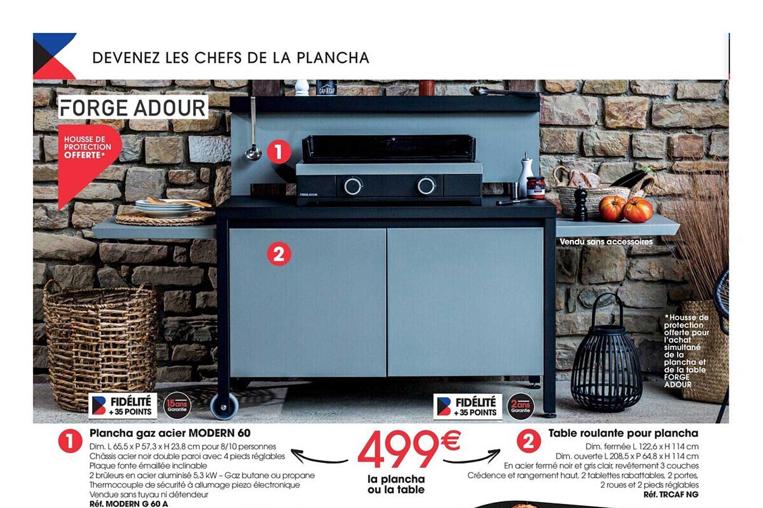 plancha gaz acier modern 60, table roulante pour plancha
