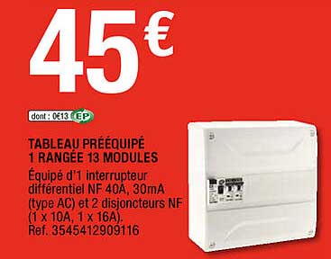 tableau prééquipé 1 rangée 13 modules