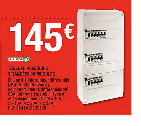 tableau prééquipé 3 rangées 39 modules