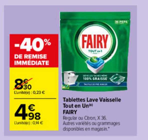 tablettes lave vaisselle tout en un fairy