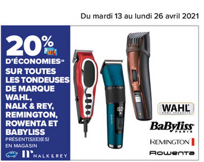 tondeuses de marque walhl, nalk & rey, remington, rowenta et babyliss