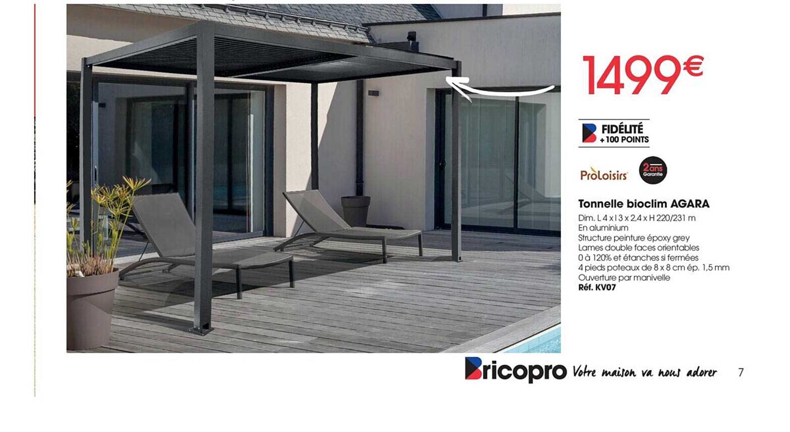 tonnelle bioclim agara proloisirs