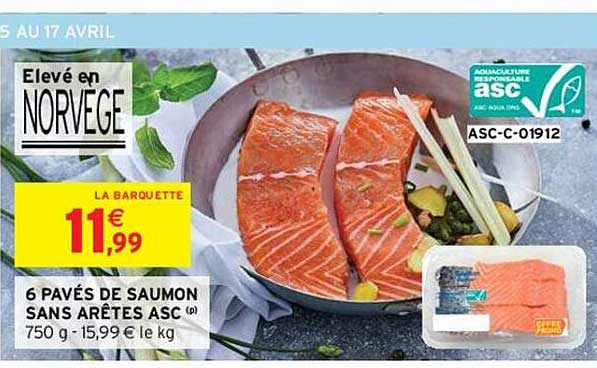6 pavés de saumon sans arêtes asc