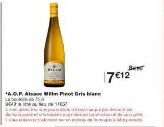 a.o.p. alsace willm pinot gris blanc