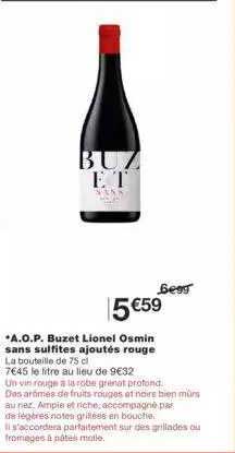 a.o.p. buzet lionel osmin sans sulfites ajoutés rouge