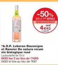 a.o.p. luberon dauvergne et ranvier de natura rerum vin biologique rosé