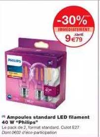 ampoules standard led filament 40 w "philips"
