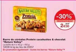barre de céréales protein cacahuètes & chocolat "nature valley"