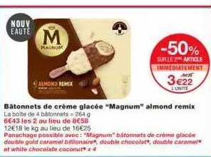 bâtonnets de crème glacée "magnum" almond remix