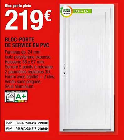 bloc-porte de service en pvc