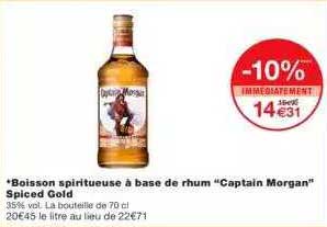 boisson spiritueuse à base de rhum "captain morgan" spiced gold