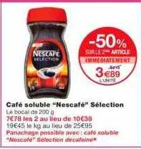 Café Soluble "nescafé" Sélection