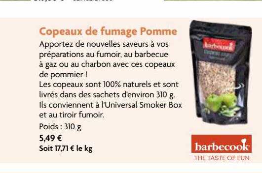 copeaux de fumage pomme barbecook