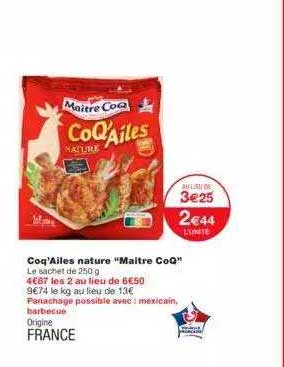 coq'ailes nature "maître coq"