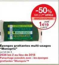 éponges grattantes multi-usages "monoprix"