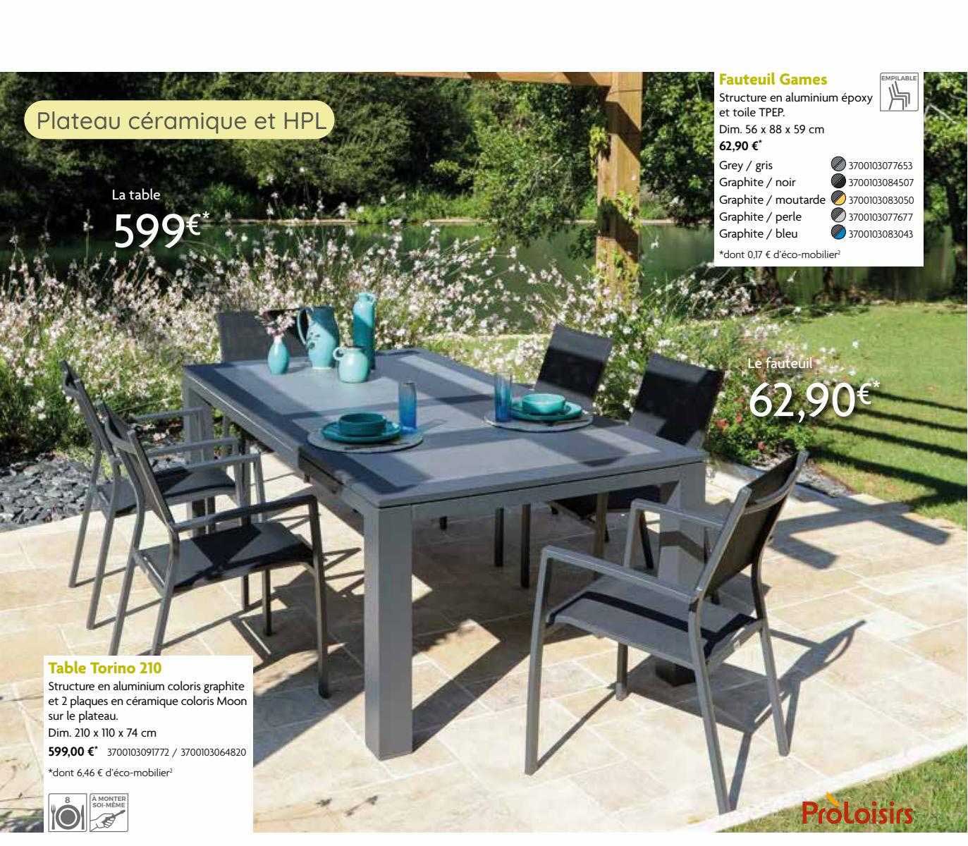 fauteuil games, table torino 210