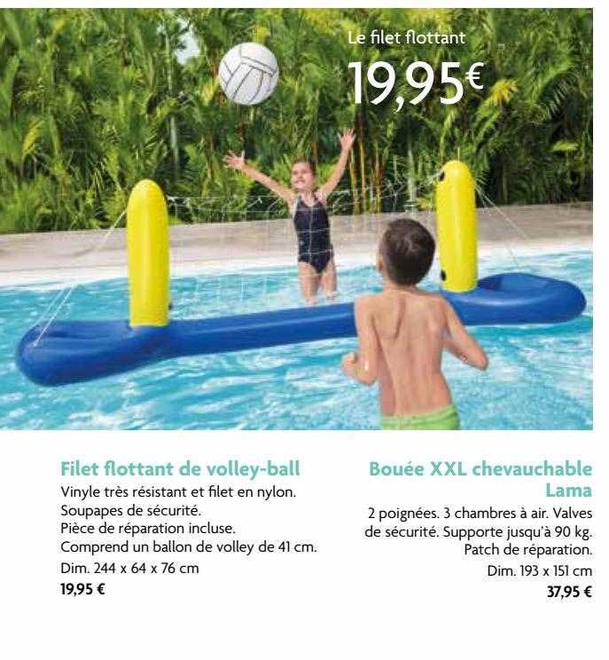 filet flottant de volley-ball, bouée xxl chevauchable lama