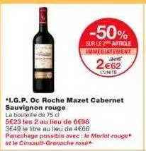 i.g.p. oc roche mazet cabernet sauvignon rouge
