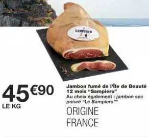 jambon fumé de l'île de beauté 12 mois "sampiero"