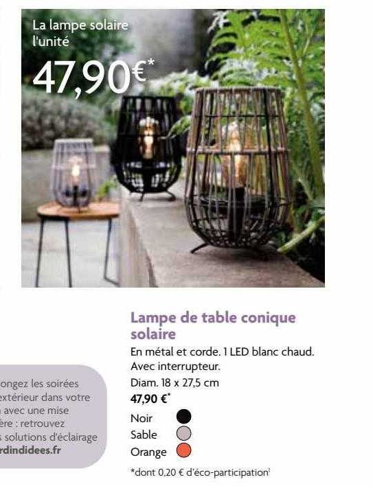 lampe de table conique solaire