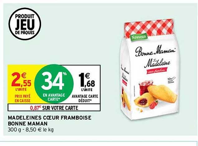 madeleines cœur framboise bonne maman