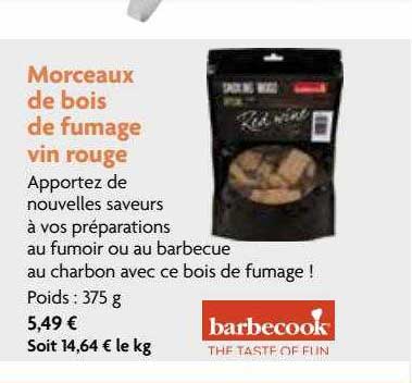 morceaux de bois de fumage vin rouge barbecook