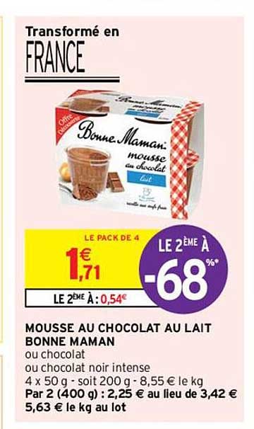 mousse au chocolat au lait bonne maman