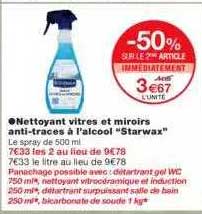 nettoyant vitres et miroirs anti-traces à l'alcool "starwax"