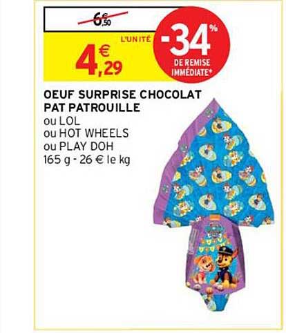 œuf surprise chocolat pat patrouille