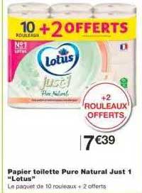 papier toilette pure natural just 1 "lotus"