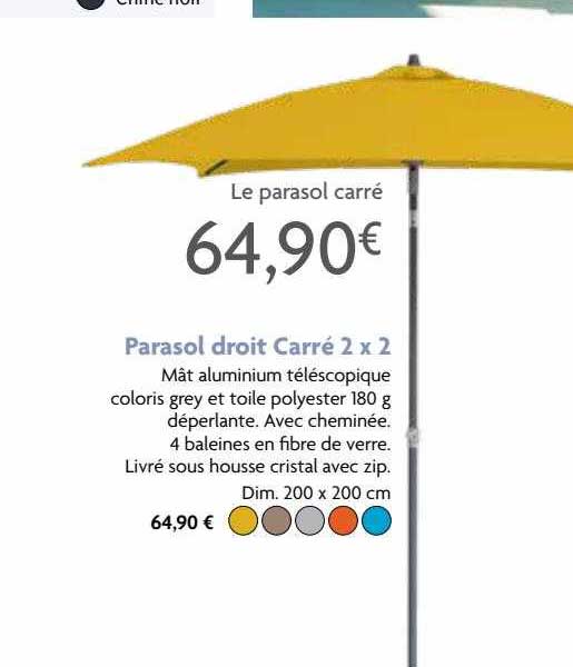 parasol droit carré 2x2