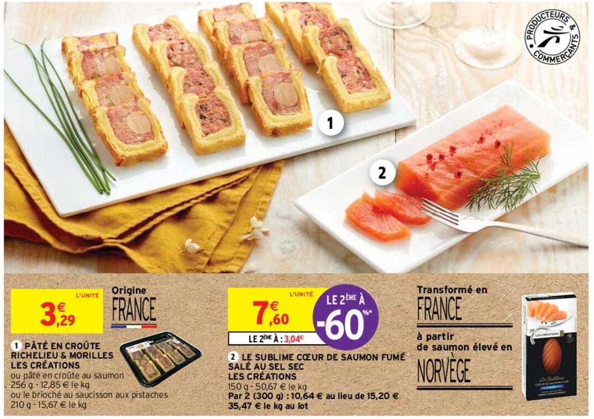 pâté en croûte richelieu & morilles les créations, le sublime cœur de saumon fumé salé au sel sec les créations