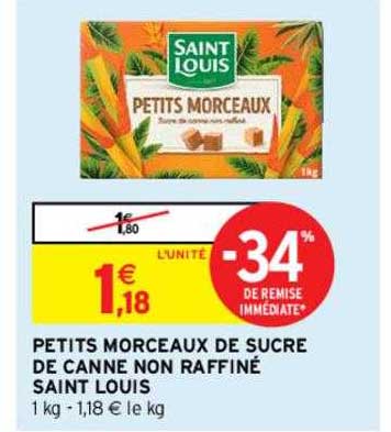petits morceaux de sucre de canne non raffiné saint louis