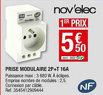 prise modulaire 2p+t 16a nov'elec