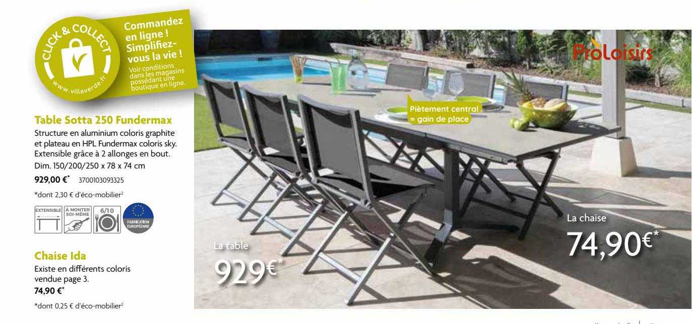 table sotta 250 fundermax, chaise ida