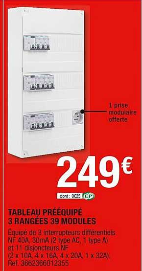 tableau prééquipé 3 rangées 39 modules