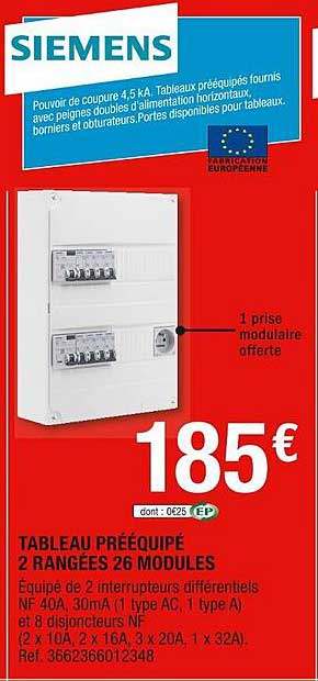 tableau rééquipé 2 rangées 26 modules