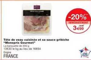 Tête De Veau Cuisinée Et Sa Sauce Gribiche "monoprix Gourmet"