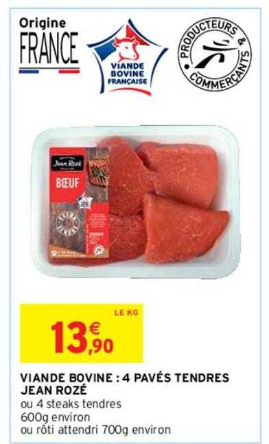viande bovine : 4 pavés tendres jean rozé