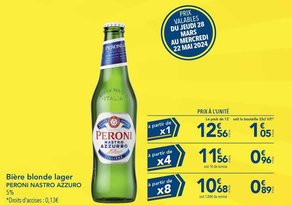 bière blonde lager peroni nastro azzuro