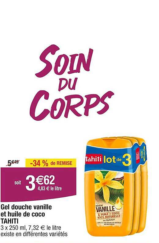 Gel Douche Vanille Et Huile De Coco Tahiti