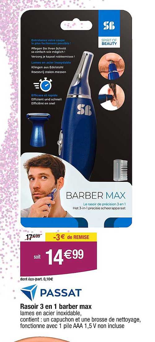 rasoir 3 en 1 barber max passat