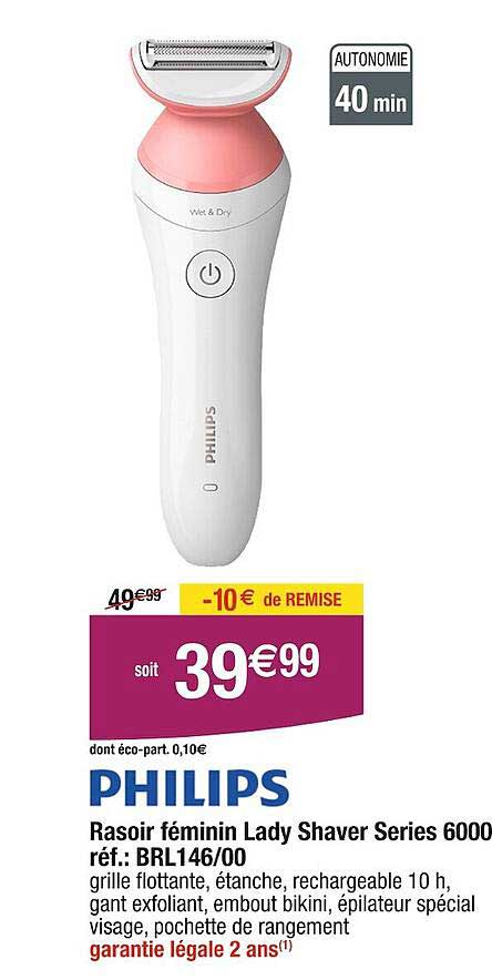 rasoir féminin lady shaver séries 6000 philips