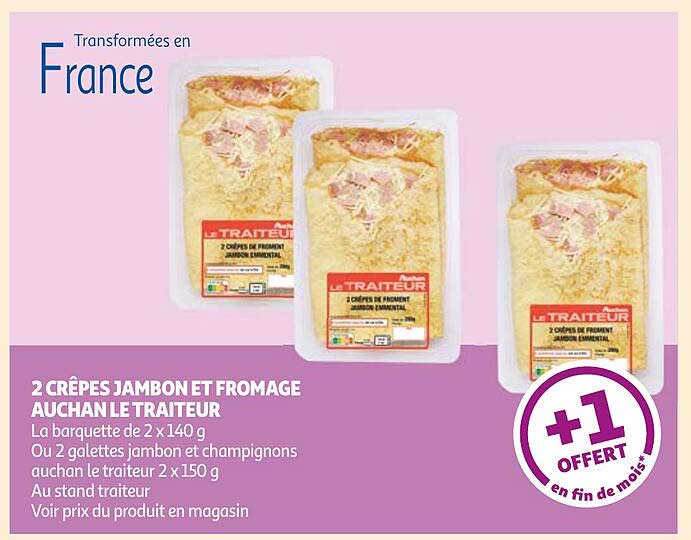 2 Crêpes Jambon Et Fromage Auchan Le Traiteur