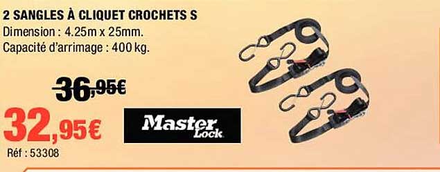 2 sangles à cliquet crochets s master lock