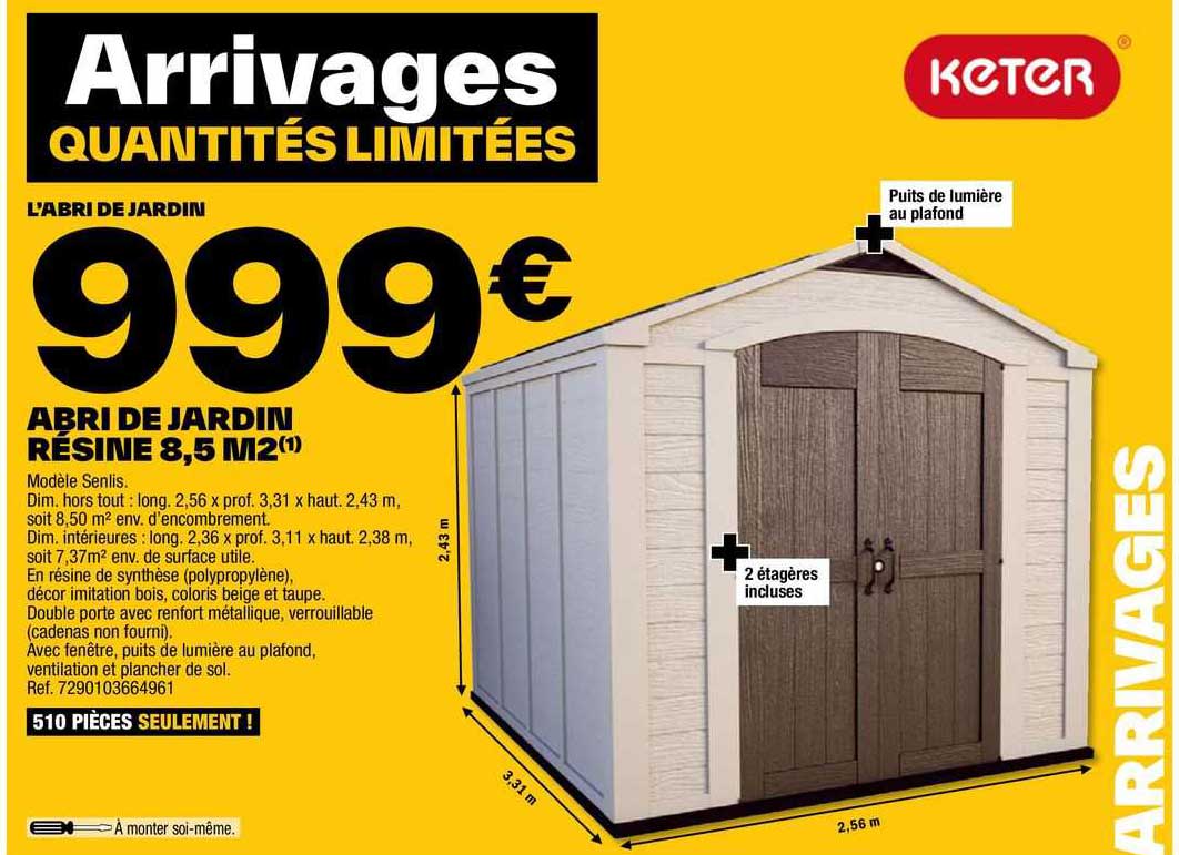 Abri De Jardin Résine 8,5 M²