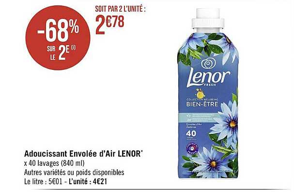 adoucissant envolée d'air lenor
