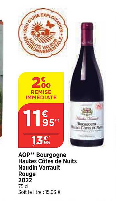 aop bourgogne hautes côtes de nuits naudin varrault rouge 2022