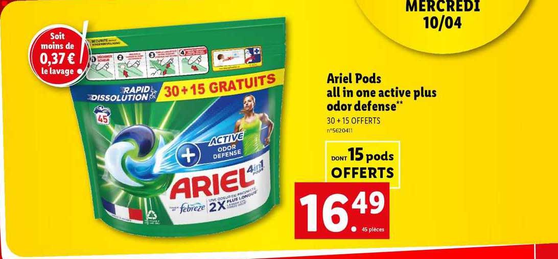 ariel pods all in one active plus odor defense