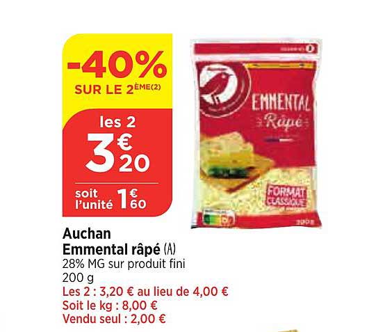 Auchan Emmental Râpé